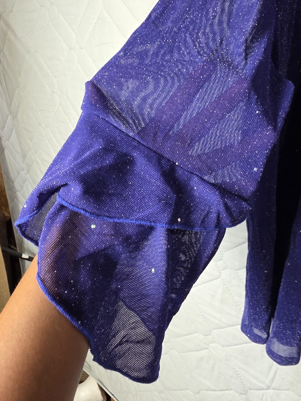 Bebonnie Women's Sparkle Chiffon Layered Sleeve Top Blue Camisole Blouse Sz 3X - Picture 7 of 11